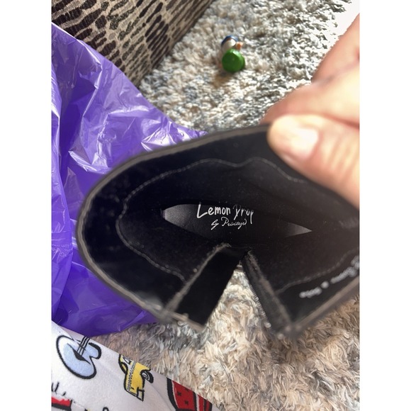 Lemon Drop Octavio Black Bling Platform Chunky Heel Boots 5.5 High Streetwear - Picture 3 of 8